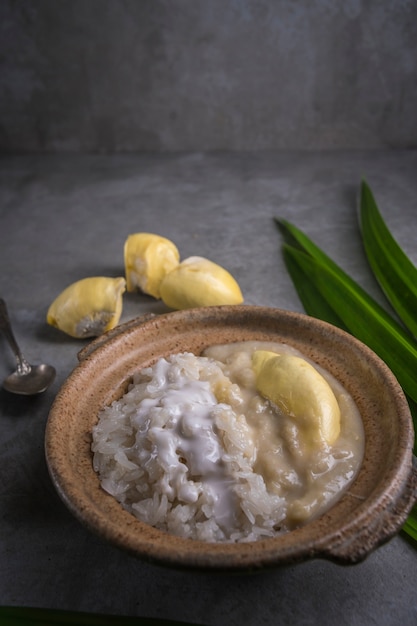 Sweet Sticky Rice With Durian And Coconut Milk Sauce