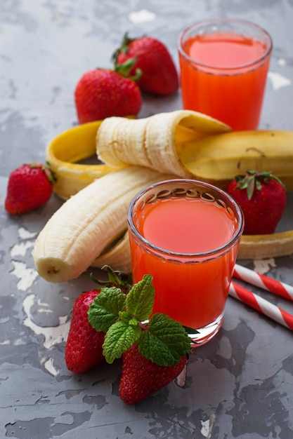 Sweet strawberry and banana juice