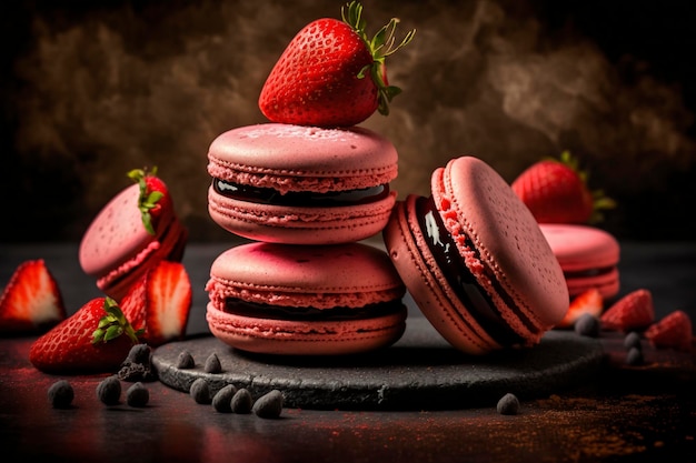 sweet strawberry delicious macaroons