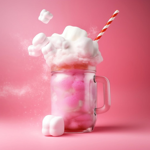 Sweet Strawberry Milkshake in Glass Generative AI