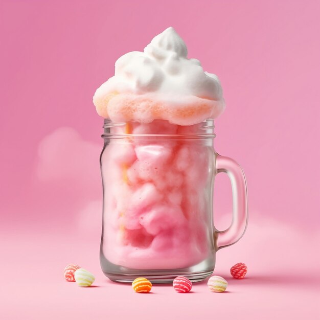 Sweet strawberry milkshake in glass generative ai