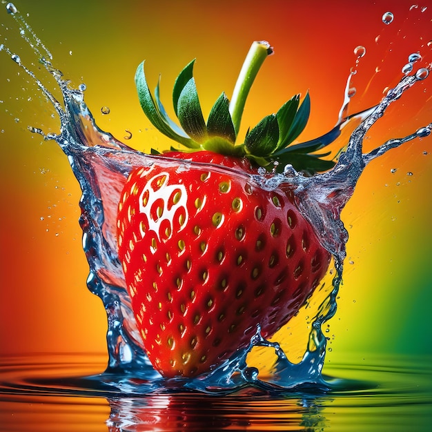 Sweet Strawberry splash in to water