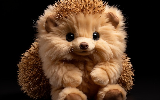 Sweet Stuffed Hedgehog Baby Toy on Transparent Base