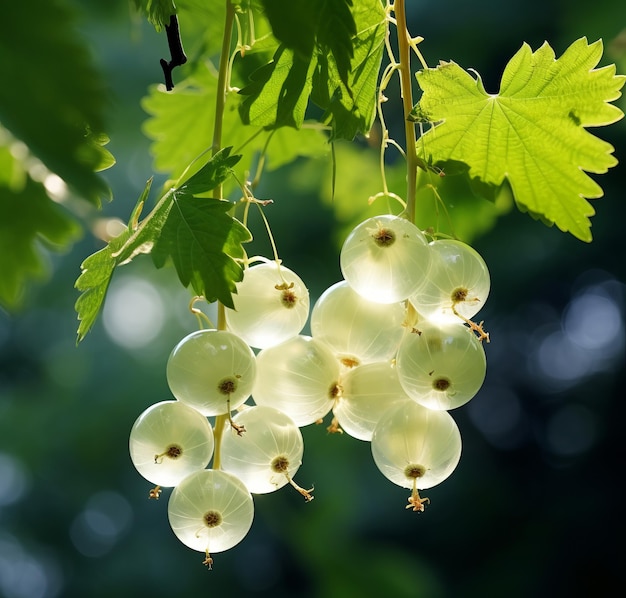 Photo a sweet summer treat juicy red currants hanging from a branch