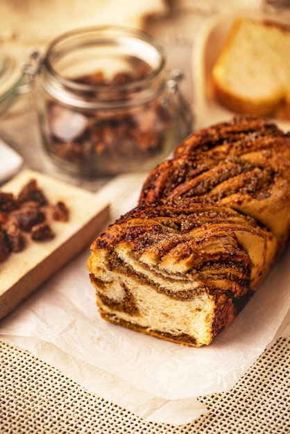 Sweet swirl bread walnut babka