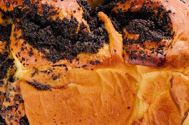 Sweet swirl homemade bread with poppy seeds