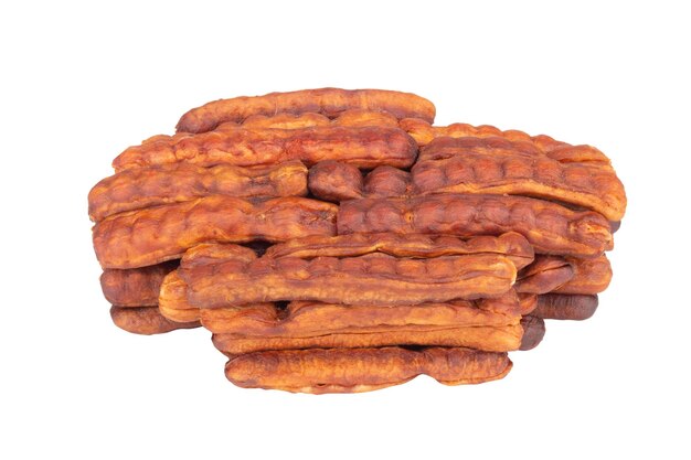 sweet tamarind isolated on white background peel pile