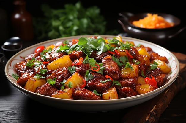 Photo sweet and tangy delight pork in sweet and sour sauce