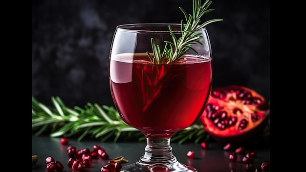 Photo sweet and tangy pomegranate juice served in a glass a burst of refreshing flavor and vibrant color