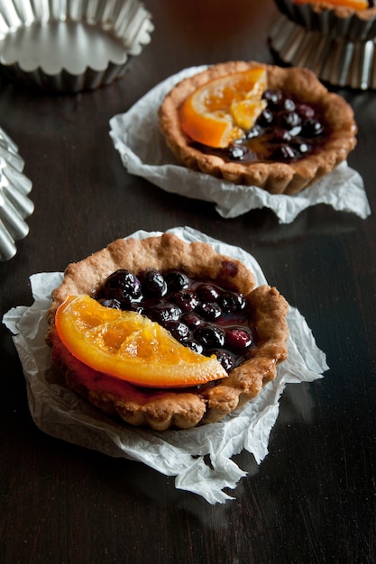 Sweet tartlets with fruit jelly