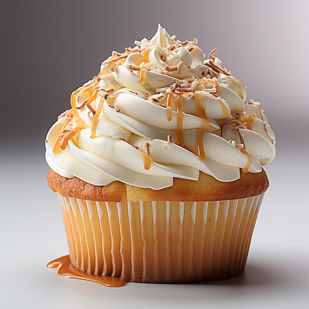 Photo sweet temptation closeup of cupcake on white background