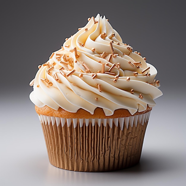 Sweet Temptation CloseUp of Cupcake on White Background