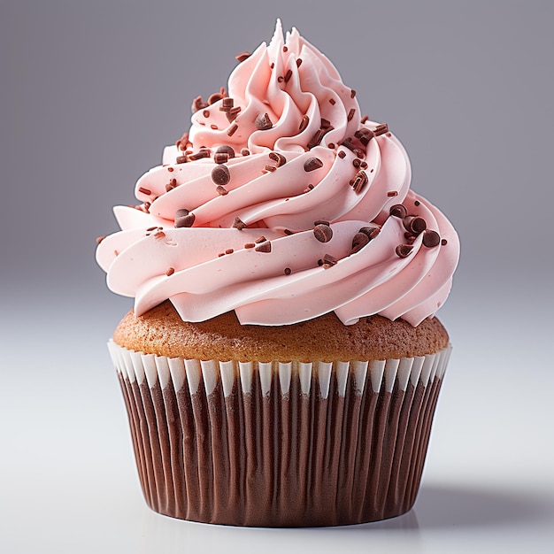 Photo sweet temptation closeup of cupcake on white background