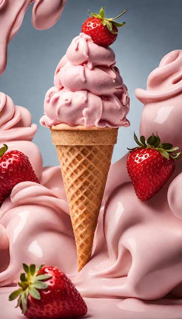 Sweet Temptation Illustration of Strawberry Ice