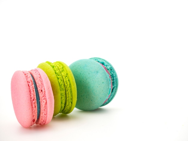 Sweet three macarons love on white 