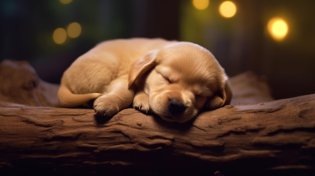 Sweet tired sleeping puppy adorable cinematic Ai generated art