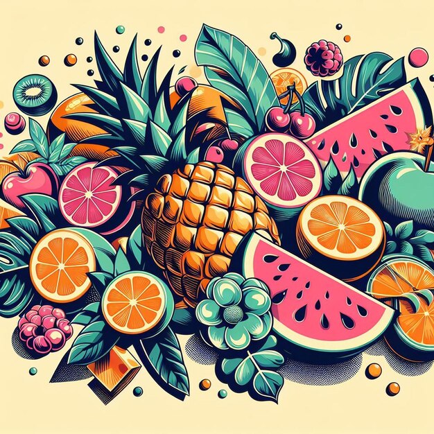 Photo sweet tropical fruit fruits still life texture pattern watercolor icon pic illustration vector