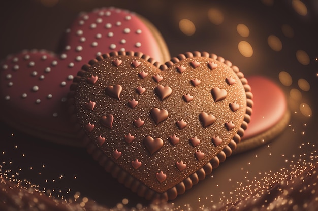 Sweet valentine cookies in valentine day Ai generated