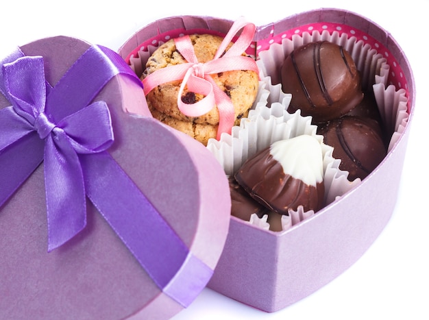 Sweet valentine's box with candies nad cookies