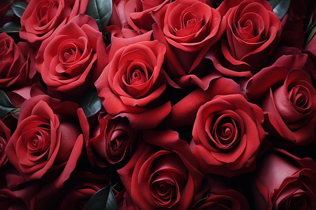 sweet valentines day background with realistic red roses