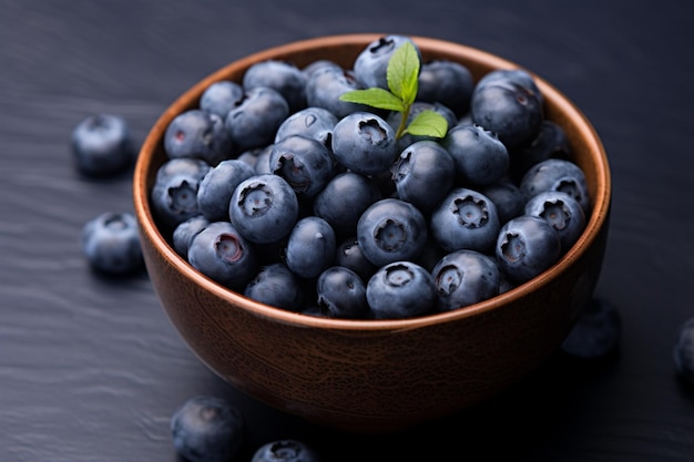 Sweet and vegan A ceramic bowl overflows with fresh blueberries