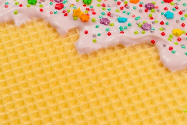 Sweet waffle background with cream