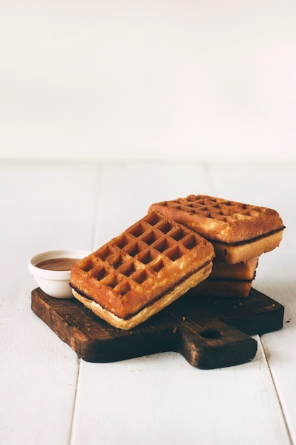 sweet waffles with honey