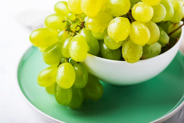 Sweet white grapes on the table