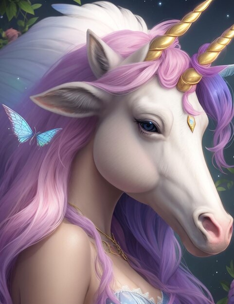 Photo sweet white unicorn fairy generative by ai 01