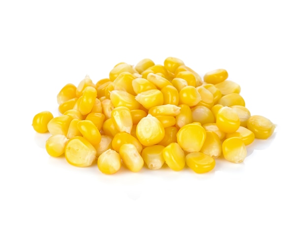 Sweet whole kernel corn on white background