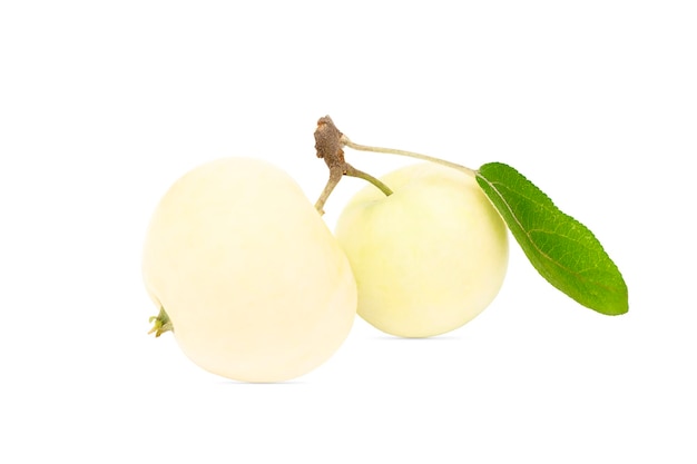 Sweet yellow apple on a white background