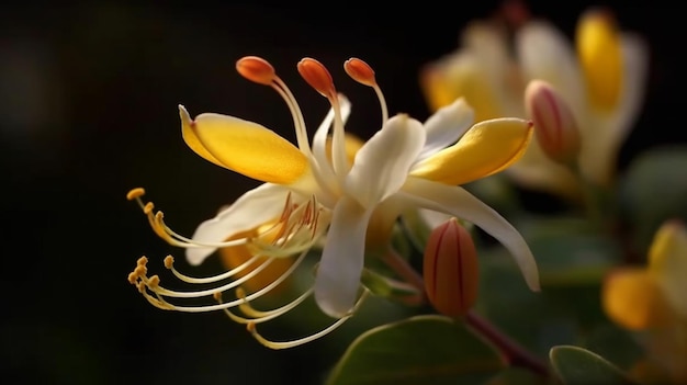 Sweetest Honeysuckle Flower Beautifully Bloomed Generative AI