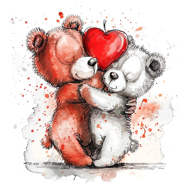 Милый плюшевый медведь Иллюстрация любовь и сердца