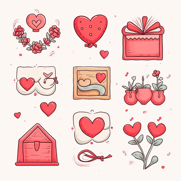 Коробка для влюбленных, милое украшение ко Дню святого Валентина, клип-арт с буквами