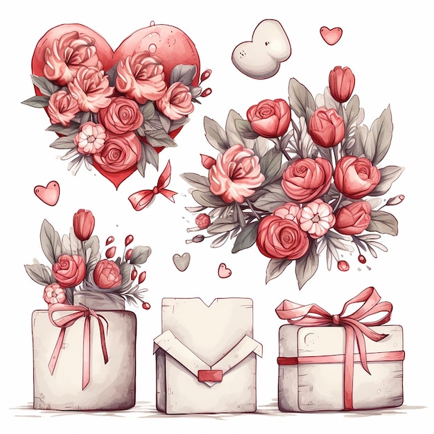 Sweethearts Box Cute Valentine Decoration Clip Art with Letters