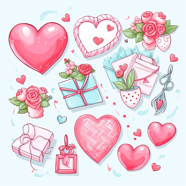 연인 상자 편지와 함께 귀여운 발렌타인 장식 클립 아트
