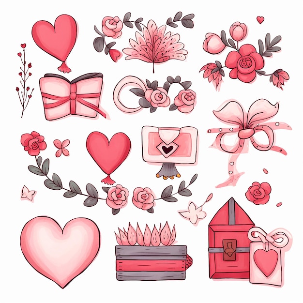 Photo sweethearts box cute valentine decoration clip art with letters