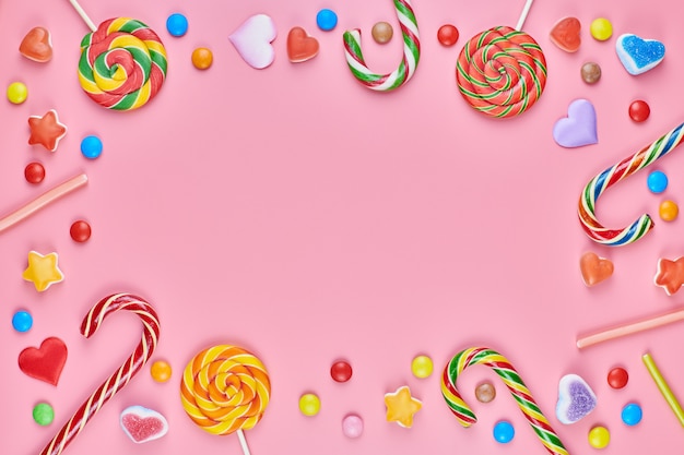 sweetmeats on a pink background