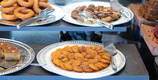 sweets and cakes on the counter