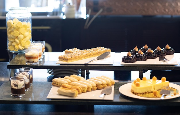 sweets and cakes on the counter