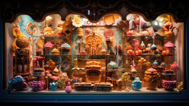 sweets in a confectionery shop window