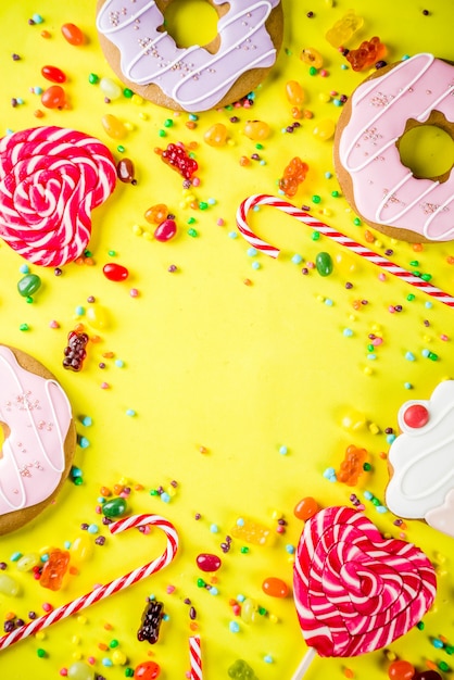 sweets creative lay out, dessert concept