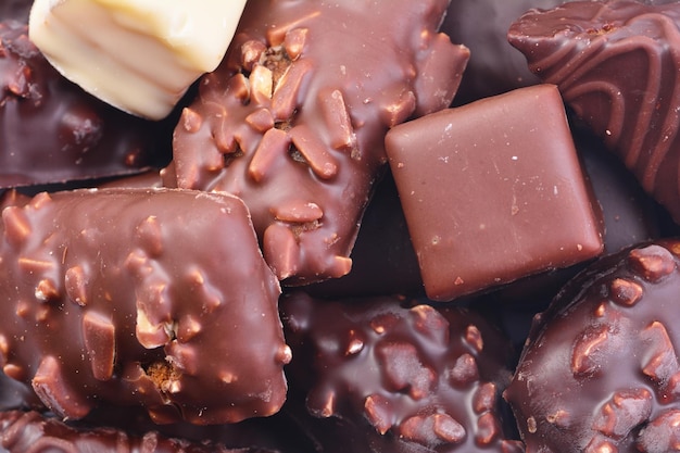 Sweets from different types of chocolate