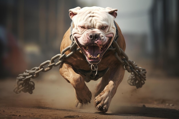 Foto swift pitbull che corre sulla sabbia genera ai