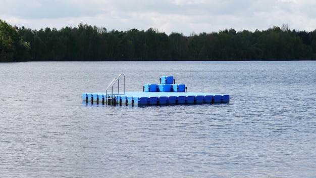 Swim or swimming platform on bathing lake