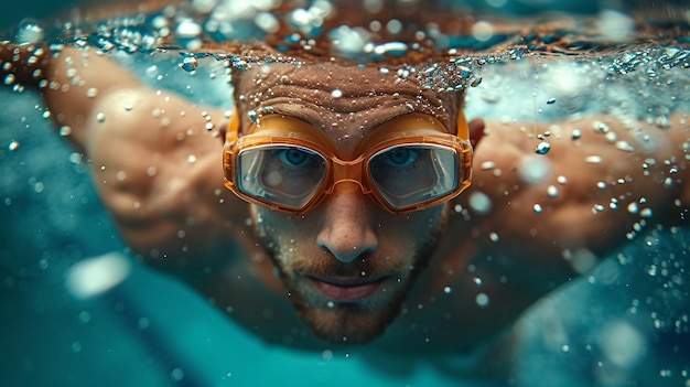 Photo swimmer butterfly stroke with clear water and streamlined movement ai generate illustration