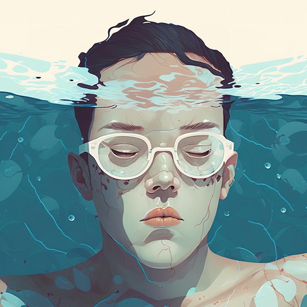 Swimmer creative illustration