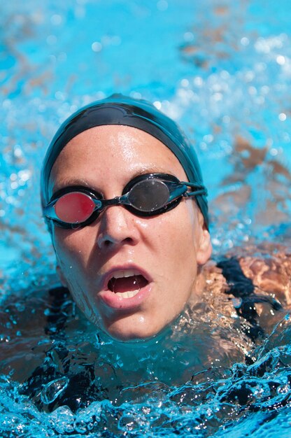 Swimmer at the end of race