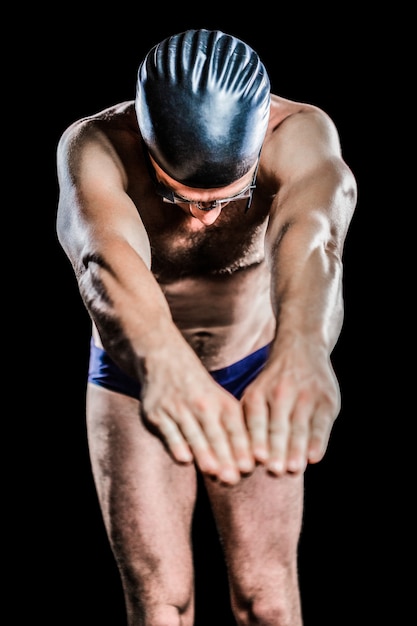 Swimmer preparing to dive