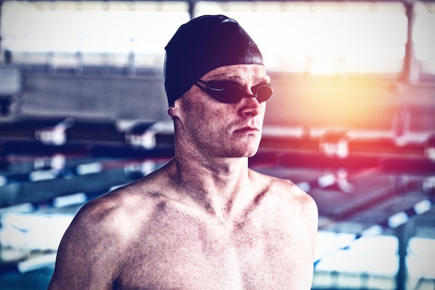 Swimmer preparing to swim